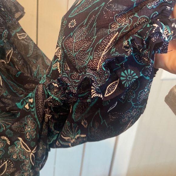 By Anthropologie Haida Blue Floral Sheer Blouse - Picture 4 of 7